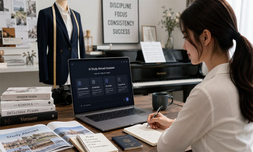 Study abroad ai technology workplace styling classical music